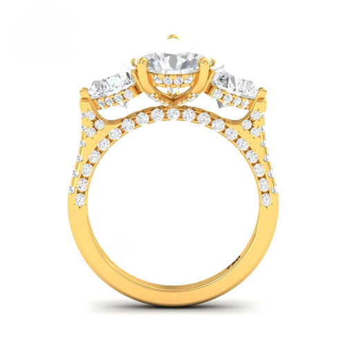 Load image 1 in gallery view. Vidhi Pear Cut Diamond Engagement Ring with Heart Cut Side Diamonds and 3D Diamond Band