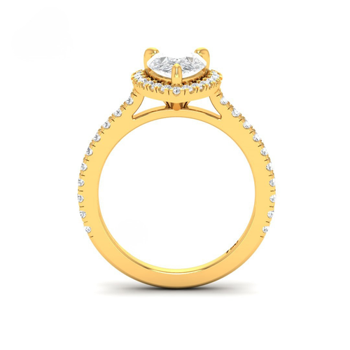 Load image 1 in gallery view. Belle Pear Cut Diamond Engagement Ring with Diamond Halo & Diamond Band