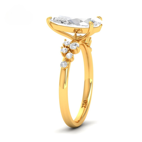 Load image 1 in gallery view. Lina Pear Cut Diamond Engagement Ring With Diamond Accent Band