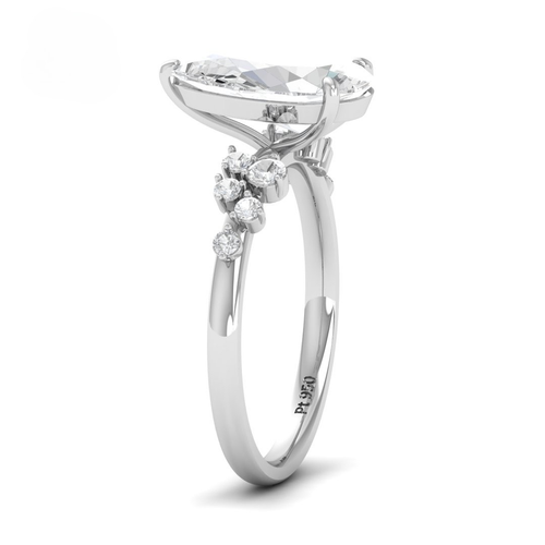 Load image 1 in gallery view. Lina Pear Cut Diamond Engagement Ring With Diamond Accent Band