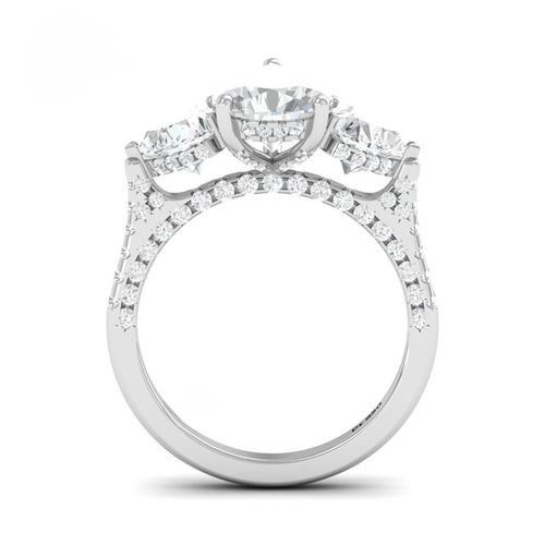 Load image 1 in gallery view. Vidhi Pear Cut Diamond Engagement Ring with Heart Cut Side Diamonds and 3D Diamond Band