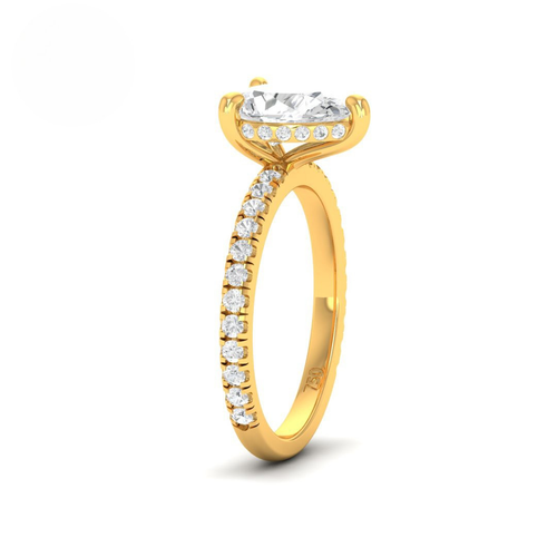 Load image 1 in gallery view. Lila Pear Cut Diamond Engagement Ring with Diamond Hidden Halo and Diamond Band