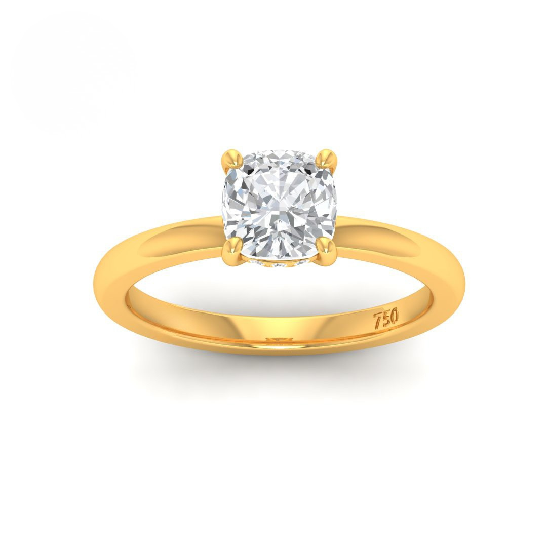 Kiara Cushion Cut Diamond With Hidden Halo Engagement Ring