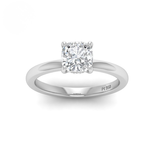 Load image 1 in gallery view. Kiara Cushion Cut Diamond With Hidden Halo Engagement Ring