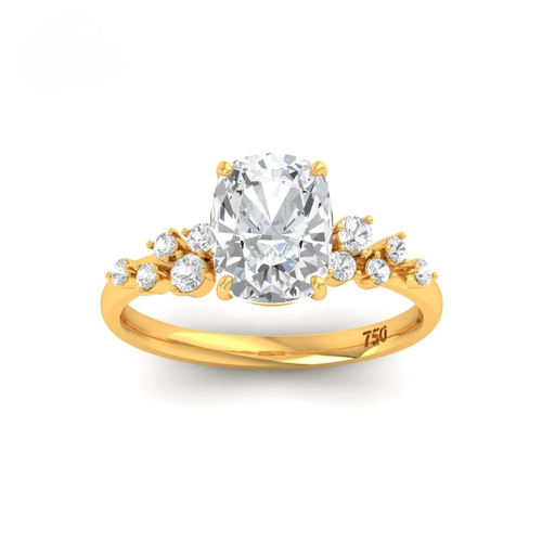 Load image 1 in gallery view. Lina Cushion Cut Diamond Engagement Ring With Diamond Accent Band