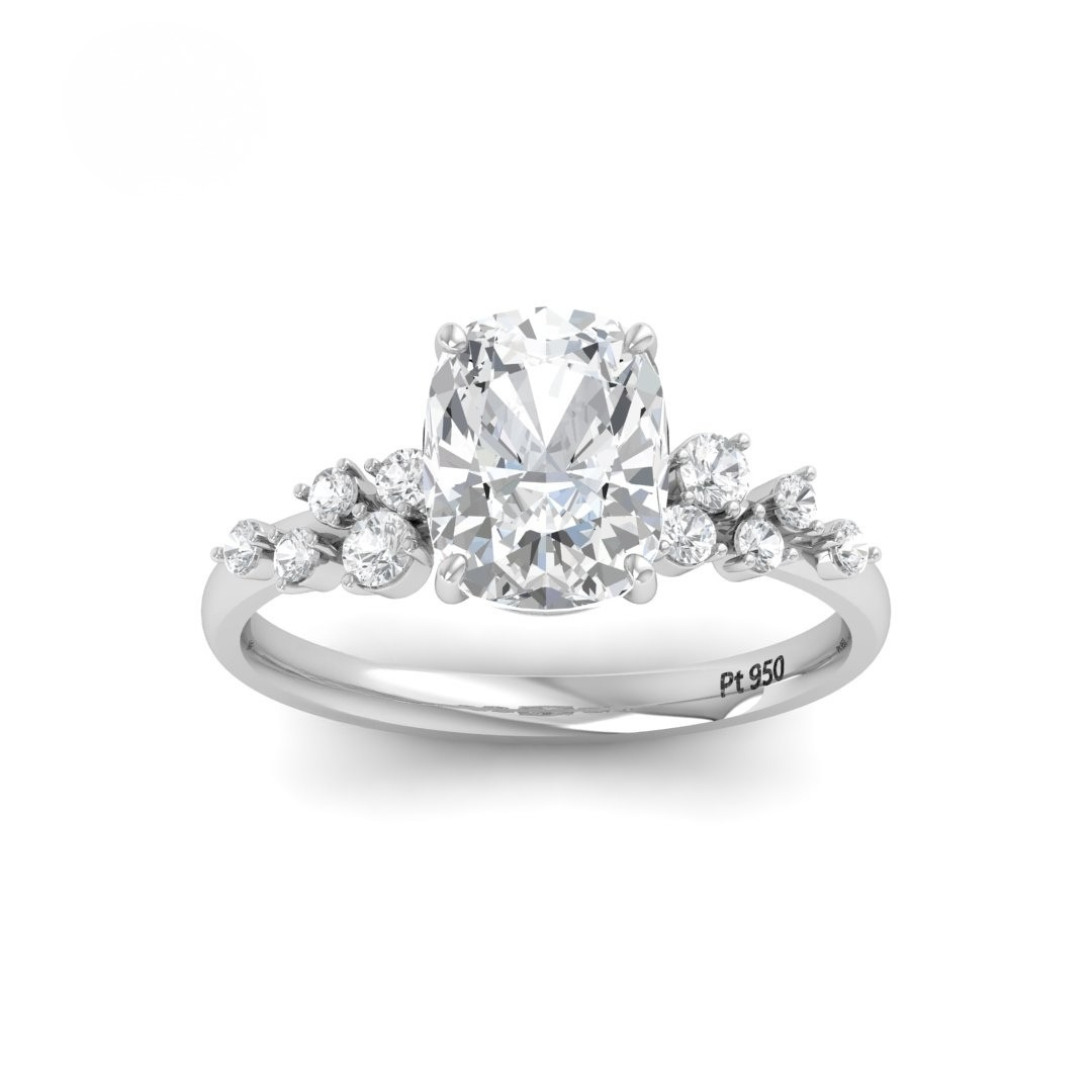 Lina Cushion Cut Diamond Engagement Ring With Diamond Accent Band