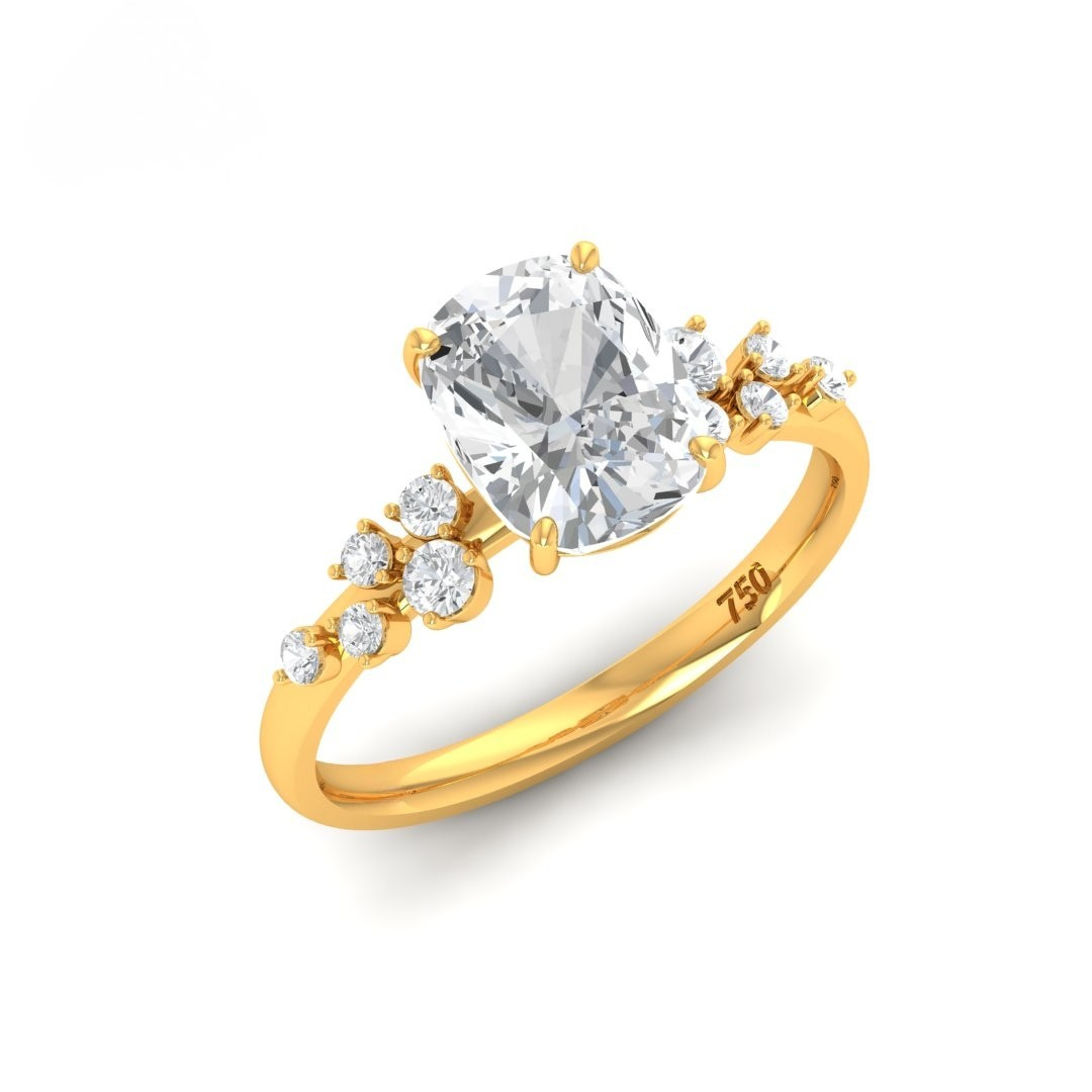 Lina Cushion Cut Diamond Engagement Ring With Diamond Accent Band