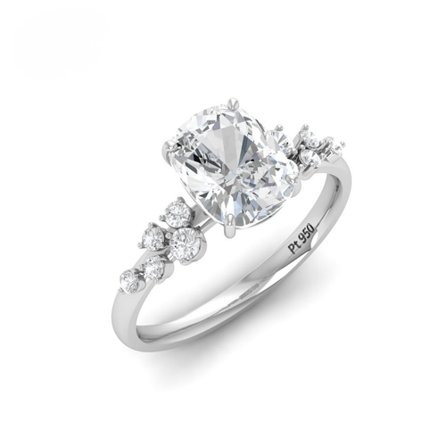 Load image 1 in gallery view. Lina Cushion Cut Diamond Engagement Ring With Diamond Accent Band