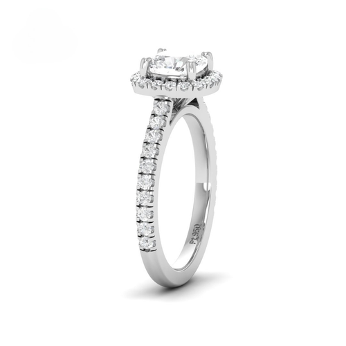 Load image 1 in gallery view. Belle Cushion Cut Diamond Engagement Ring with Diamond Halo & Diamond Band