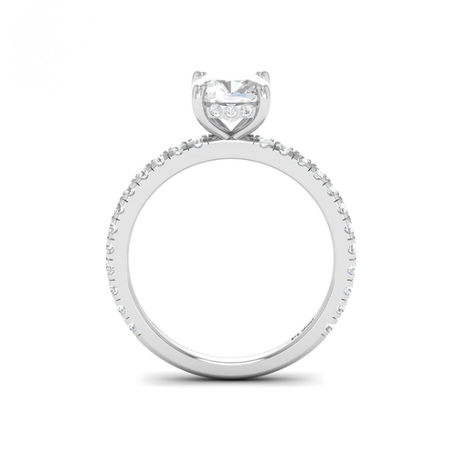 Load image 1 in gallery view. Lila Cushion Cut Diamond Engagement Ring with Diamond Hidden Halo and Diamond Band