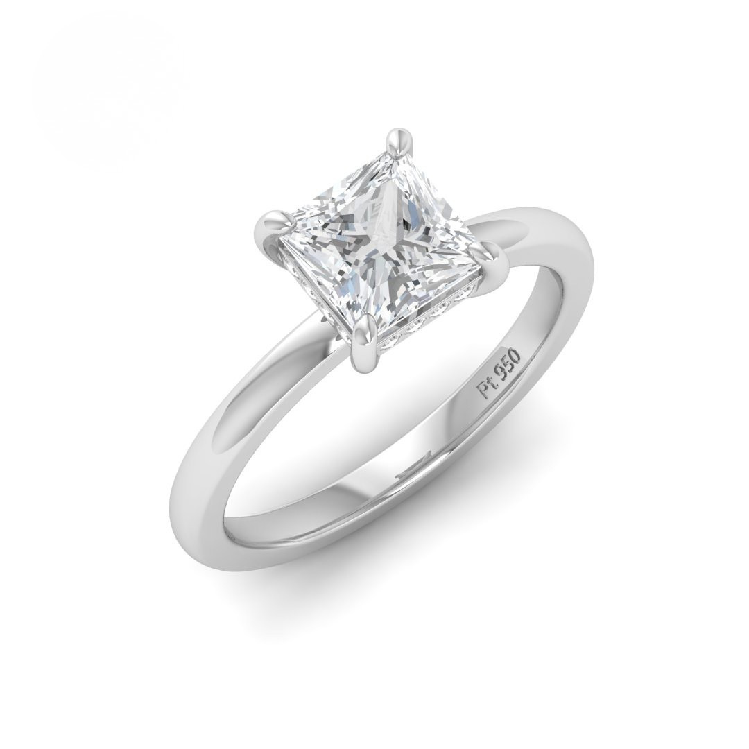 Kiara Princess Cut Diamond With Hidden Halo Engagement Ring