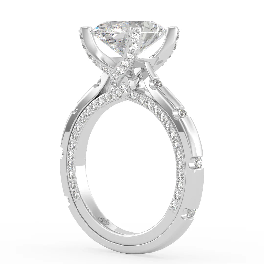 Sophia Oval Diamond Ring with Marquise Band