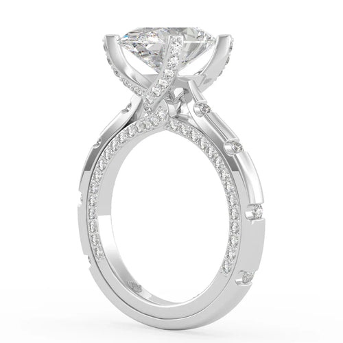 Load image 1 in gallery view. Sophia Oval Diamond Ring with Marquise Band