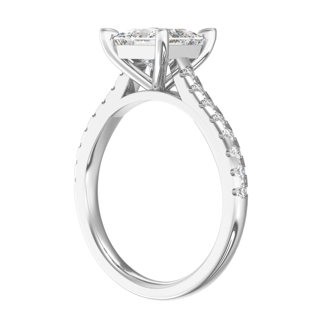 Antoinette Princess With Diamond Band Engagement Ring