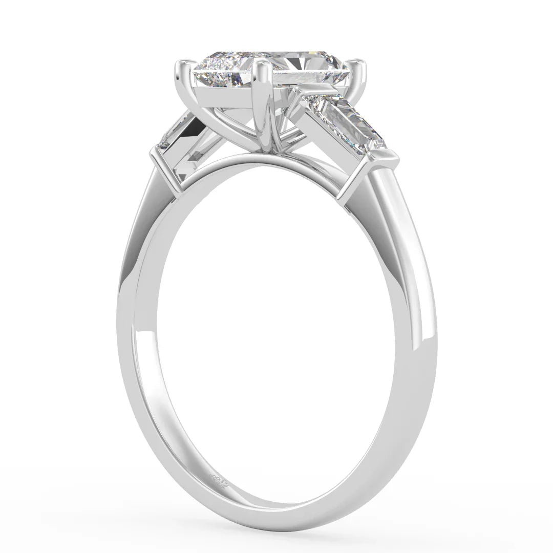 Aurora Radiant Diamond Ring with Tapered Baguette Accents