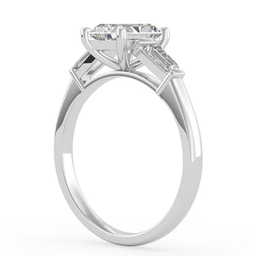 Load image 1 in gallery view. Aurora Radiant Diamond Ring with Tapered Baguette Accents
