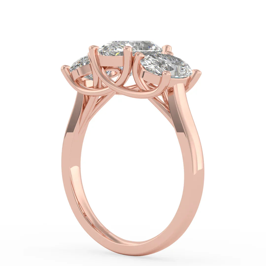 Genevieve Three Stone Oval Diamond Ring