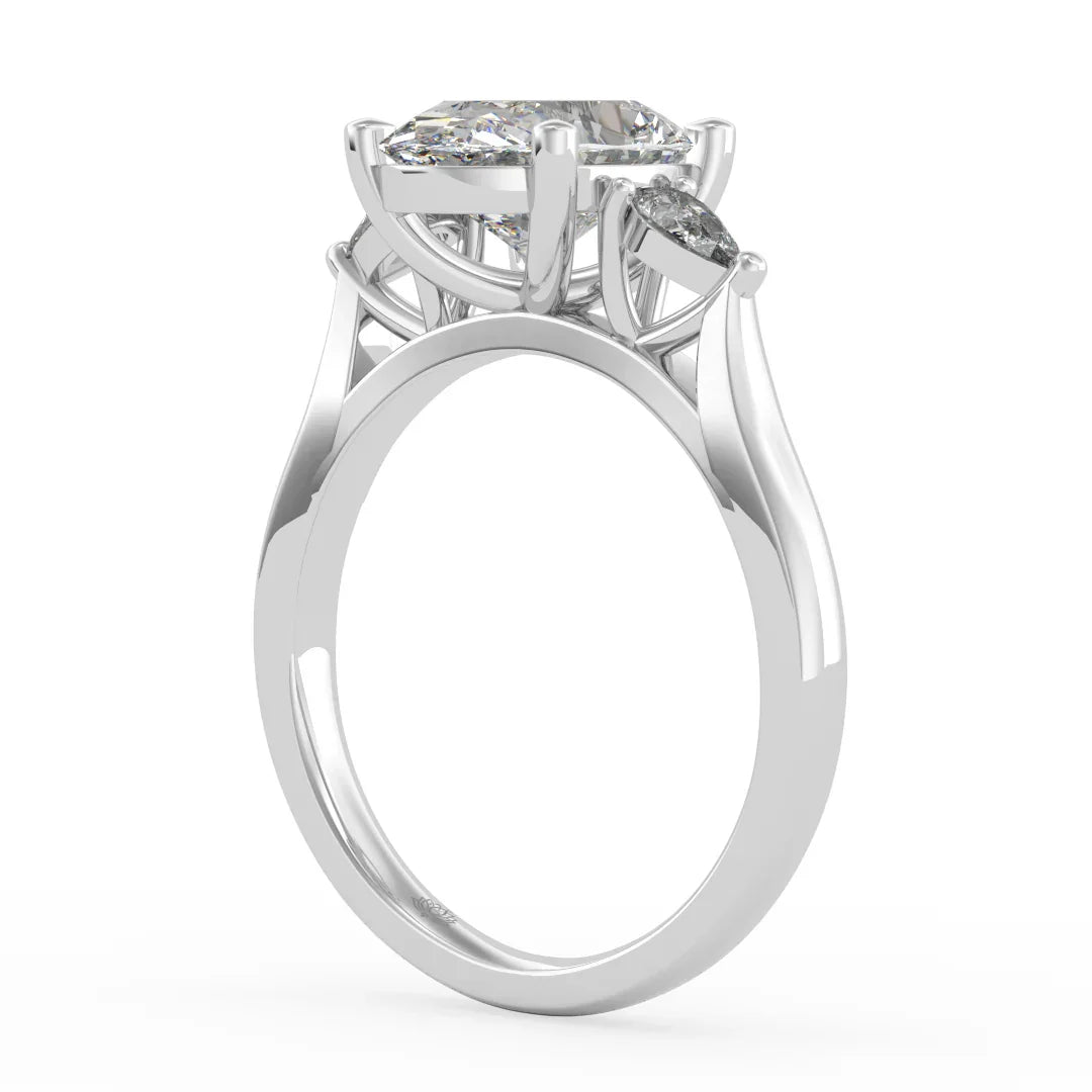 Isla Oval Diamond Ring with Pear Side Stones