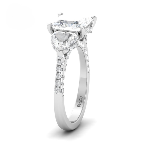 Load image 1 in gallery view. Vidhi Princess Cut Diamond Engagement Ring with Heart Cut Side Diamonds and 3D Diamond Band