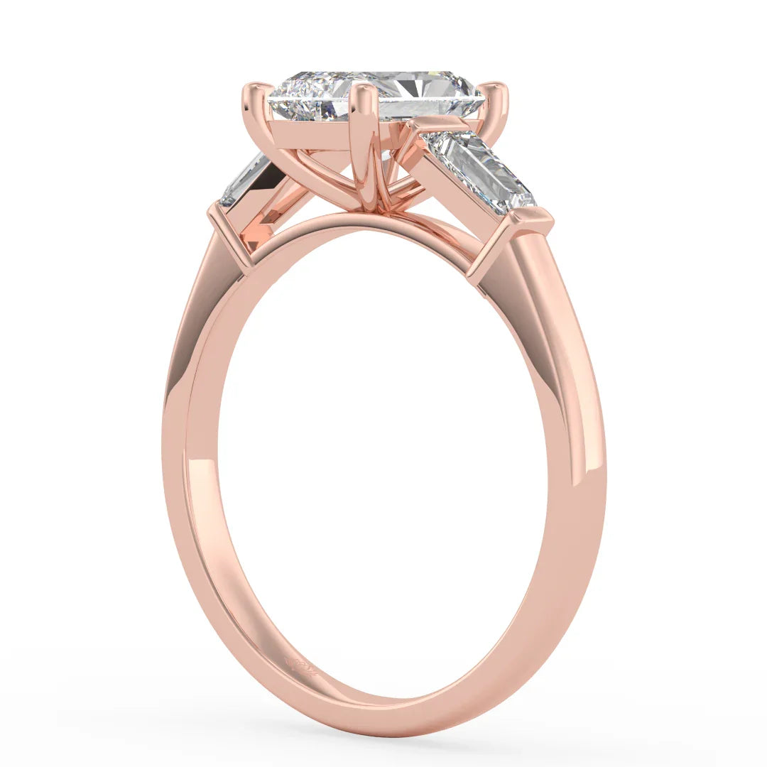 Aurora Radiant Diamond Ring with Tapered Baguette Accents