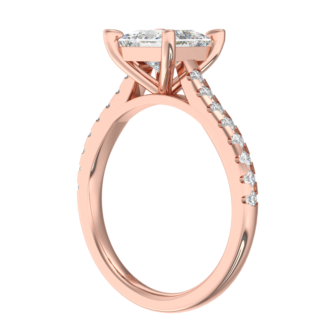 Antoinette Princess With Diamond Band Engagement Ring