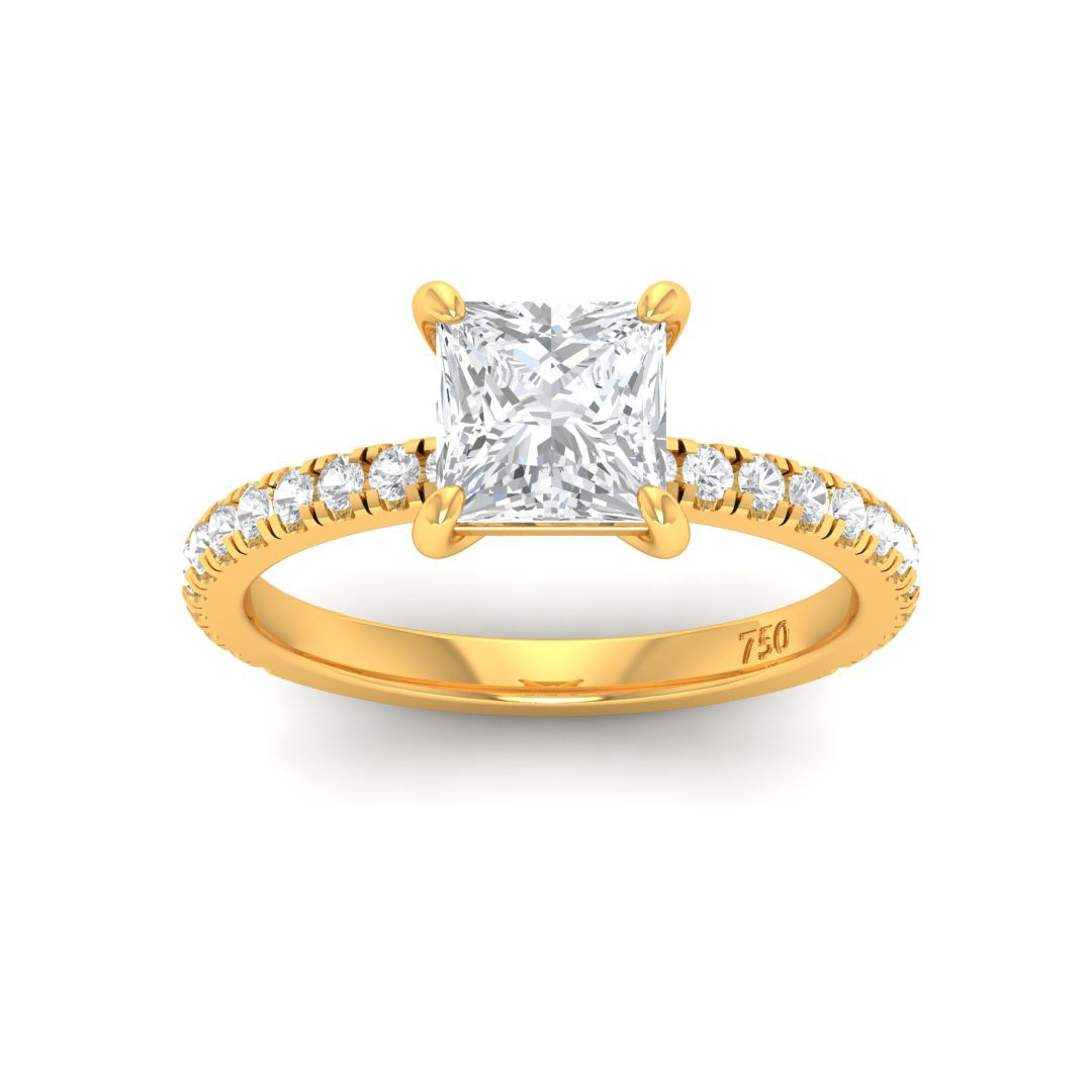 Athena Princess With Diamond Band Engagement Ring