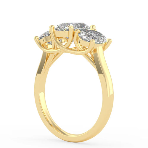 Load image 1 in gallery view. Genevieve Three Stone Oval Diamond Ring