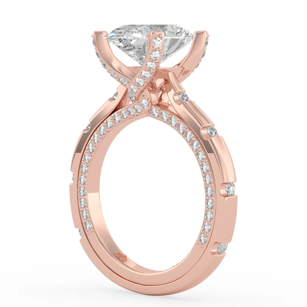 Sophia Oval Diamond Ring with Marquise Band