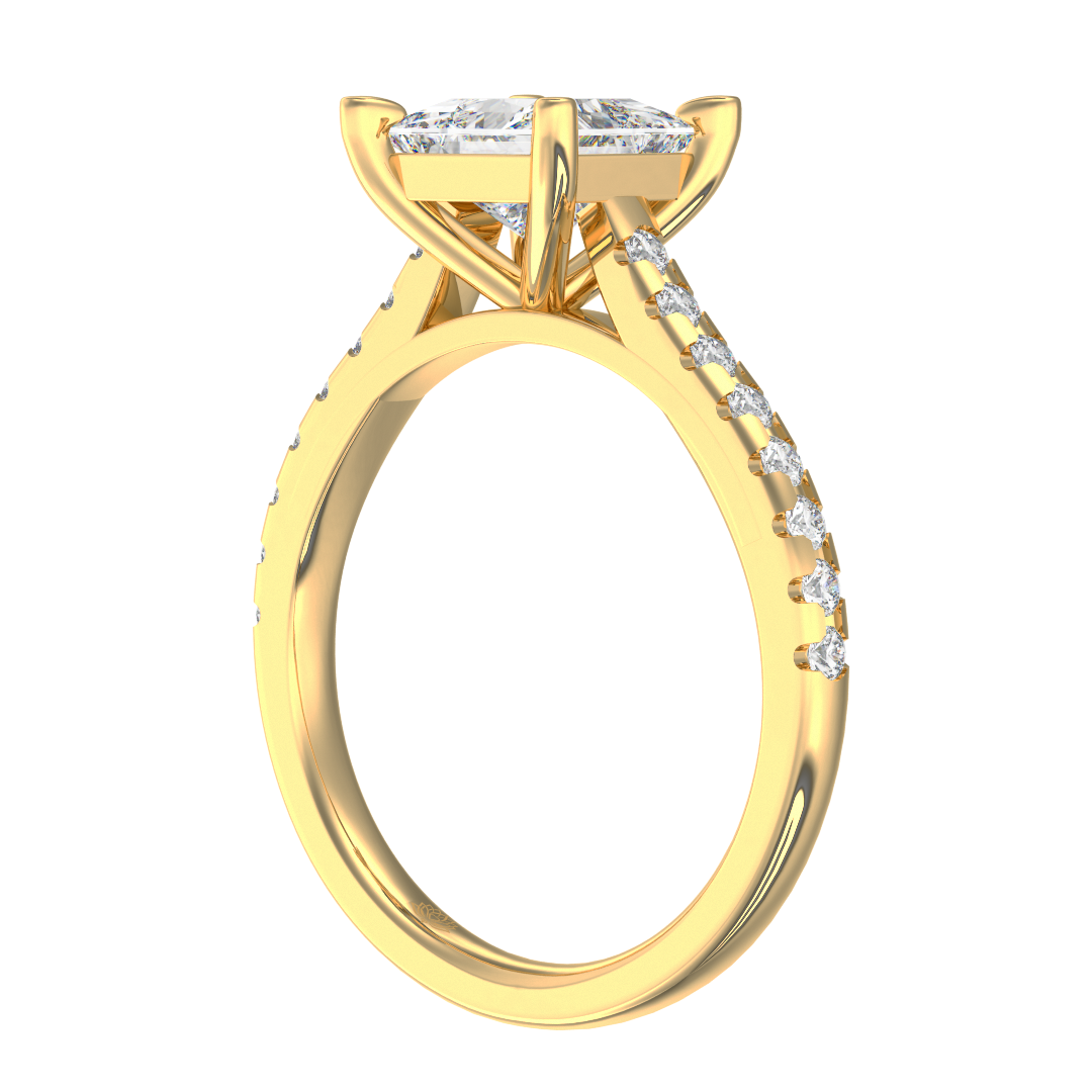 Antoinette Princess With Diamond Band Engagement Ring