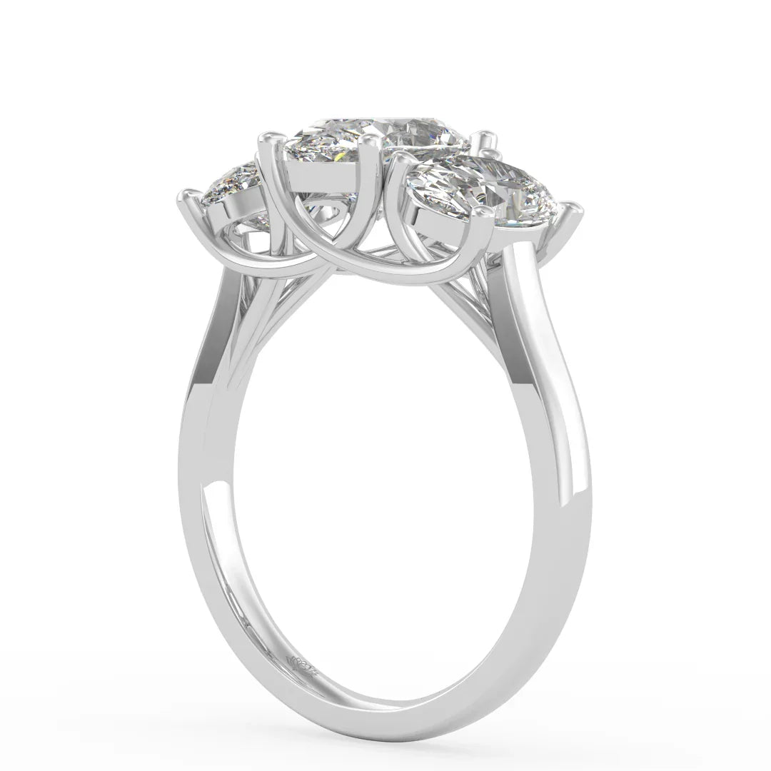 Genevieve Three Stone Oval Diamond Ring