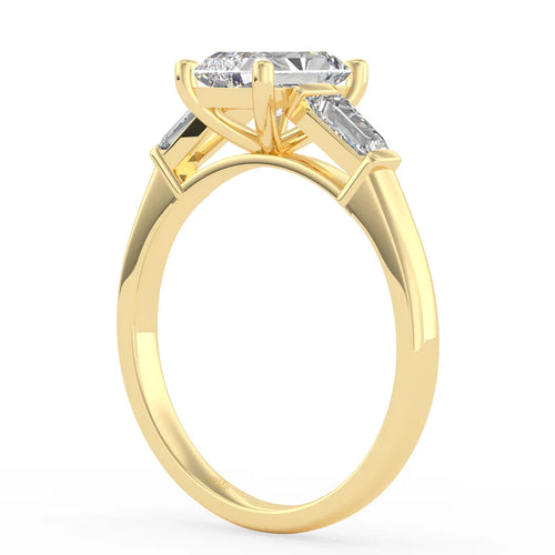 Load image 1 in gallery view. Aurora Radiant Diamond Ring with Tapered Baguette Accents