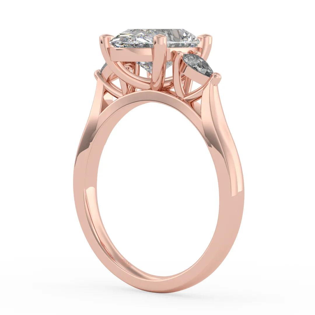 Isla Oval Diamond Ring with Pear Side Stones