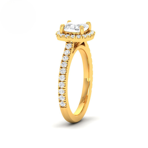 Load image 1 in gallery view. Belle Cushion Cut Diamond Engagement Ring with Diamond Halo & Diamond Band
