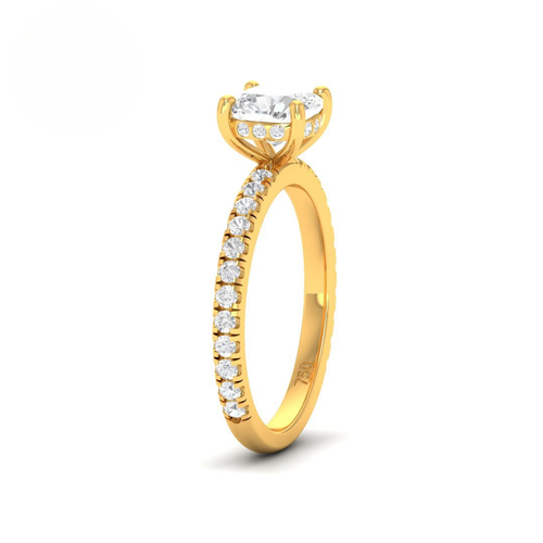 Load image 1 in gallery view. Lila Cushion Cut Diamond Engagement Ring with Diamond Hidden Halo and Diamond Band
