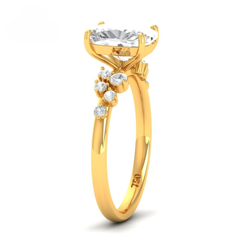 Load image 1 in gallery view. Lina Cushion Cut Diamond Engagement Ring With Diamond Accent Band