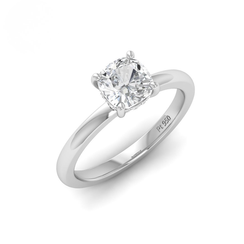 Load image 1 in gallery view. Kiara Cushion Cut Diamond With Hidden Halo Engagement Ring