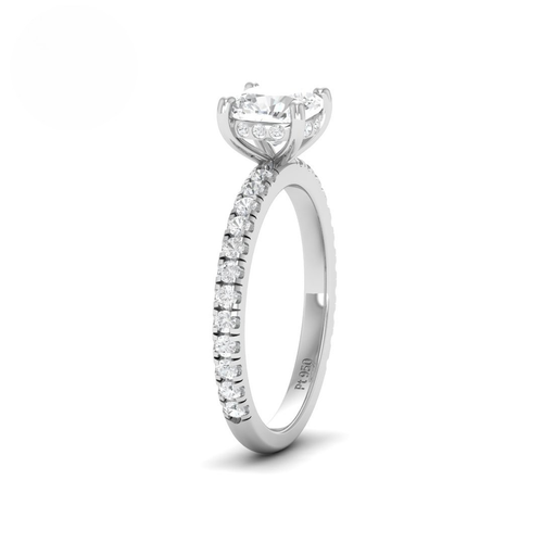 Load image 1 in gallery view. Lila Cushion Cut Diamond Engagement Ring with Diamond Hidden Halo and Diamond Band