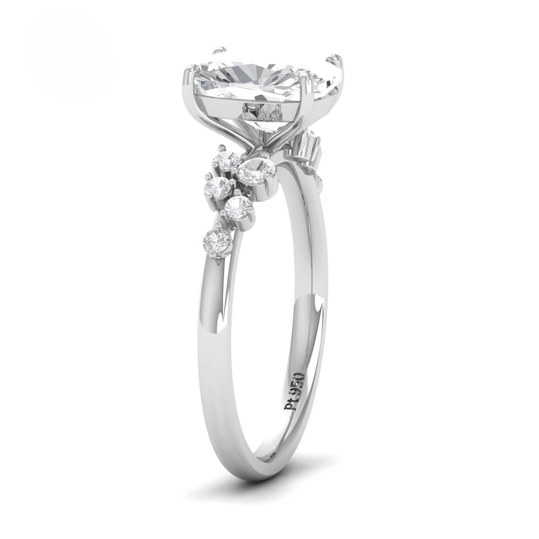 Lina Cushion Cut Diamond Engagement Ring With Diamond Accent Band