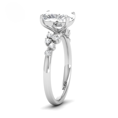 Load image 1 in gallery view. Lina Cushion Cut Diamond Engagement Ring With Diamond Accent Band