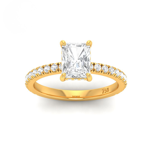 Load image 1 in gallery view. Lila Radiant Cut Diamond Engagement Ring with Diamond Hidden Halo and Diamond Band