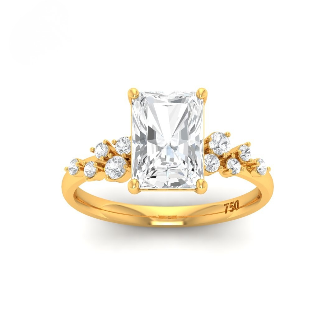 Lina Radiant Cut Diamond Engagement Ring With Diamond Accent Band