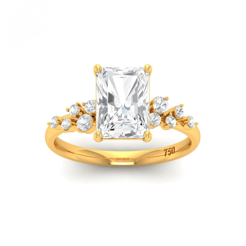 Load image 1 in gallery view. Lina Radiant Cut Diamond Engagement Ring With Diamond Accent Band
