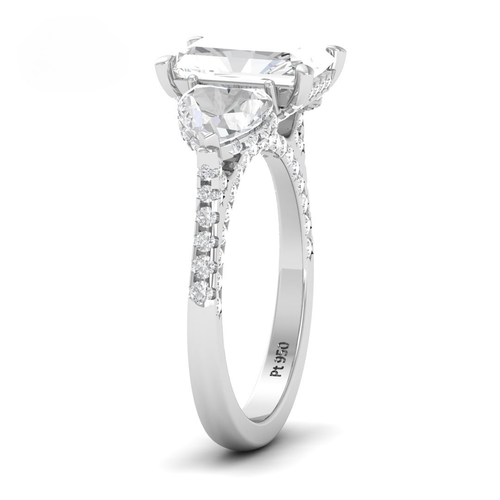 Load image 1 in gallery view. Vidhi Radiant Cut Diamond Engagement Ring with Heart Cut Side Diamonds and 3D Diamond Band