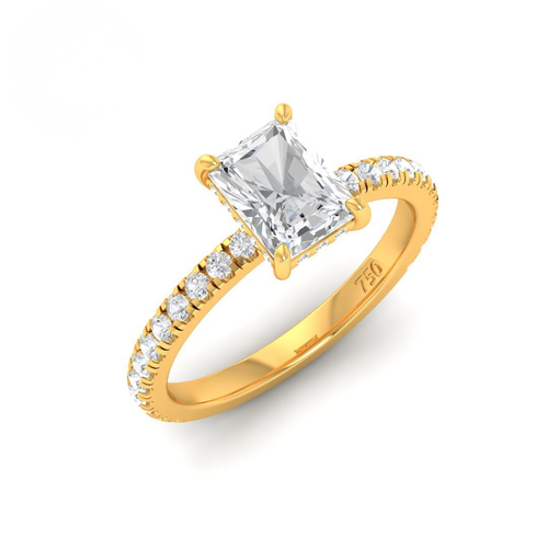 Load image 1 in gallery view. Lila Radiant Cut Diamond Engagement Ring with Diamond Hidden Halo and Diamond Band