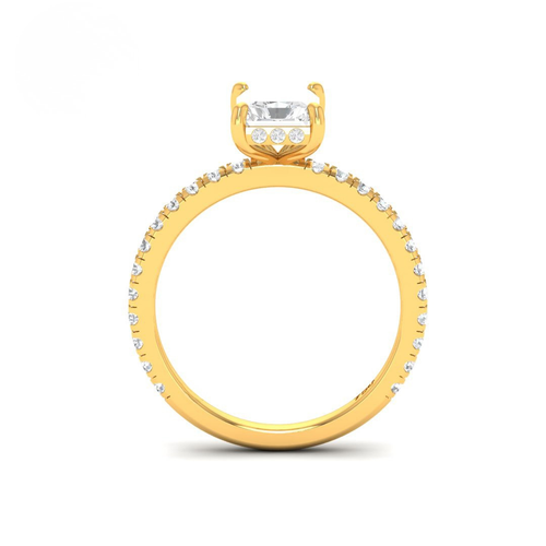 Load image 1 in gallery view. Lila Radiant Cut Diamond Engagement Ring with Diamond Hidden Halo and Diamond Band