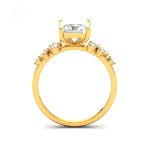 Load image 1 in gallery view. Lina Radiant Cut Diamond Engagement Ring With Diamond Accent Band