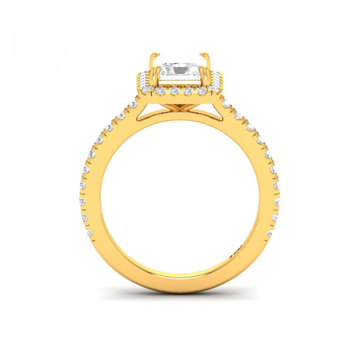 Load image 1 in gallery view. Belle Radiant Cut Diamond Engagement Ring with Diamond Halo & Diamond Band