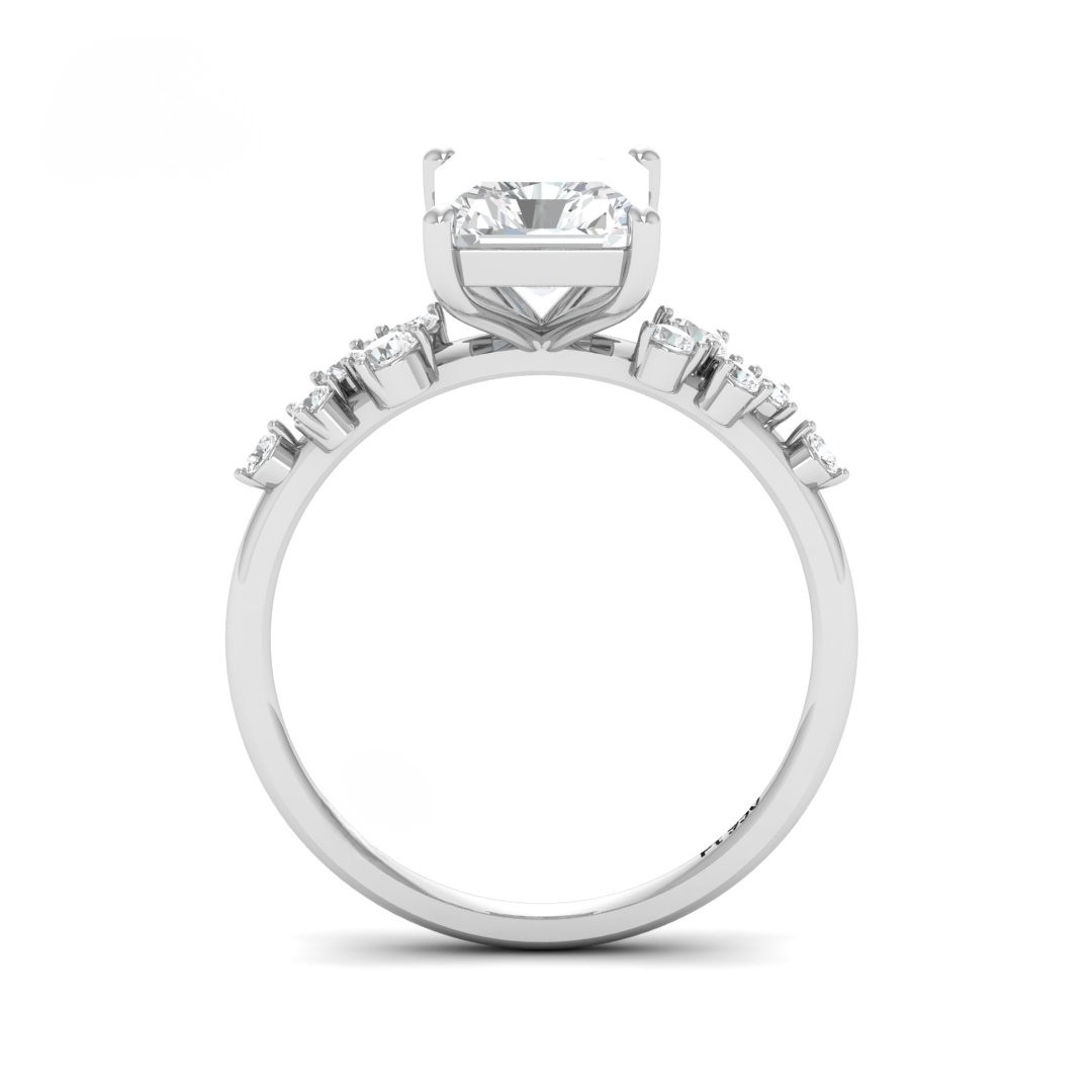 Lina Radiant Cut Diamond Engagement Ring With Diamond Accent Band