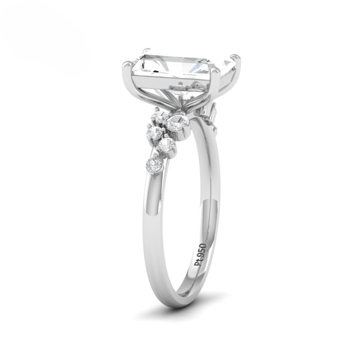 Load image 1 in gallery view. Lina Radiant Cut Diamond Engagement Ring With Diamond Accent Band
