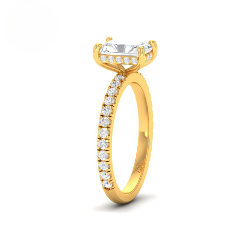 Load image 1 in gallery view. Lila Radiant Cut Diamond Engagement Ring with Diamond Hidden Halo and Diamond Band